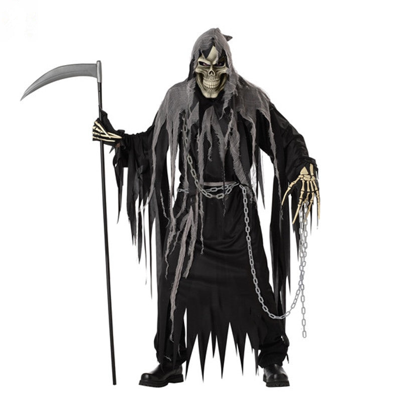 Halloween Grim Reaper Costume with Scythe – Horror Zombie Death Outfit