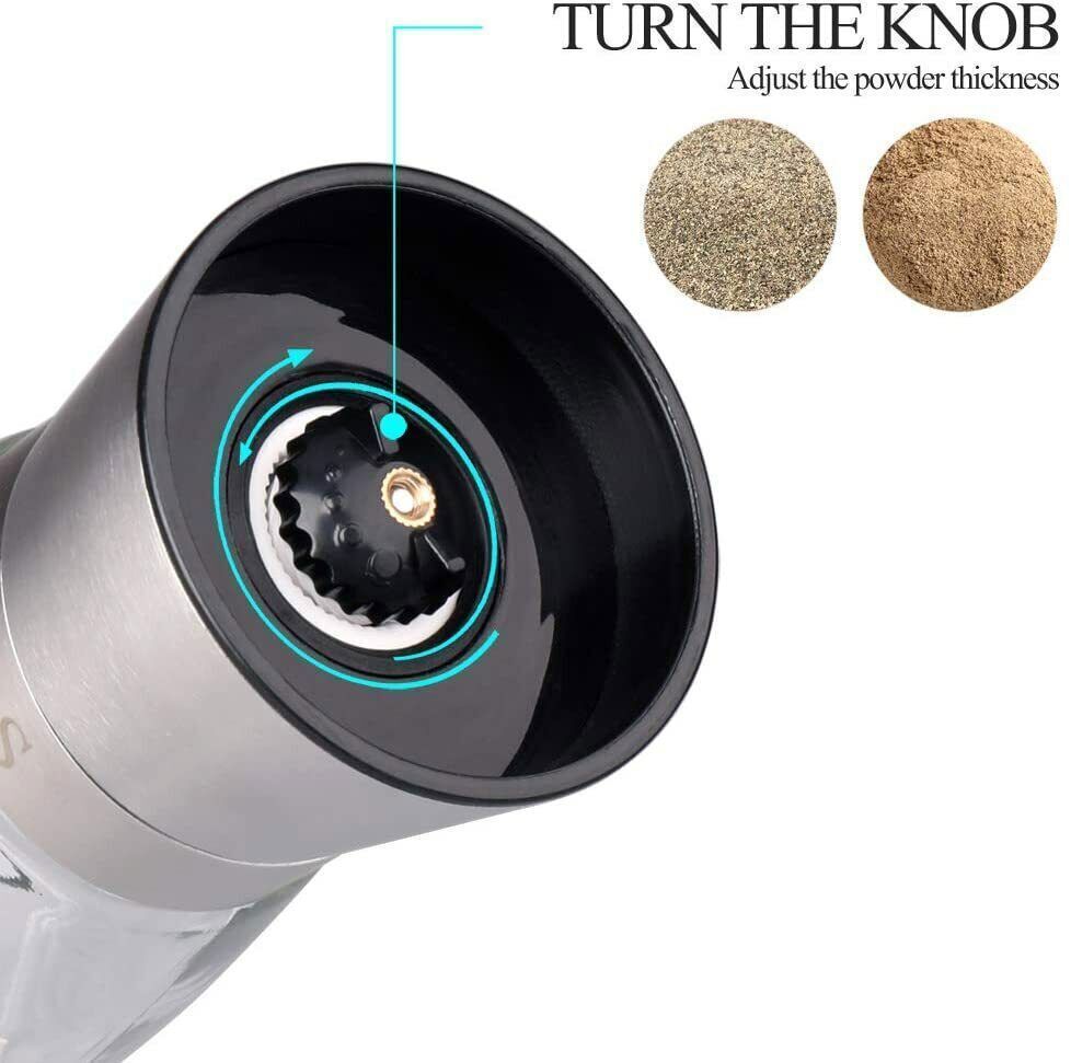 2x Pepper And Salt Grinder Set Mill Adjustable Stainless Steel Shaker Coarse