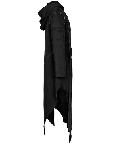 Men’s Gothic Halloween Jacket – Long Black Cosplay Coat with Horror Design