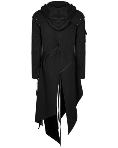 Men’s Gothic Halloween Jacket – Long Black Cosplay Coat with Horror Design