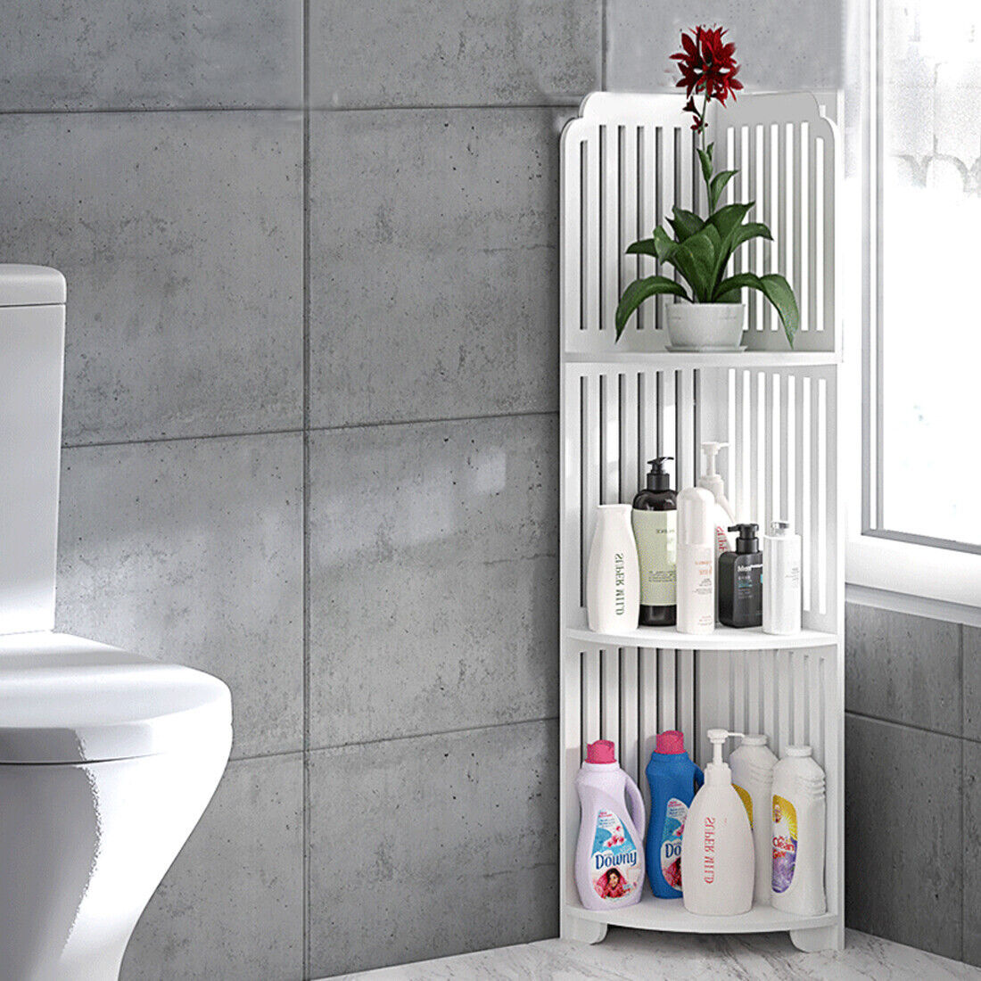 3 Tier Corner Shower Caddy Rack - Slim Bathroom Organiser Shelf (UK Stok)