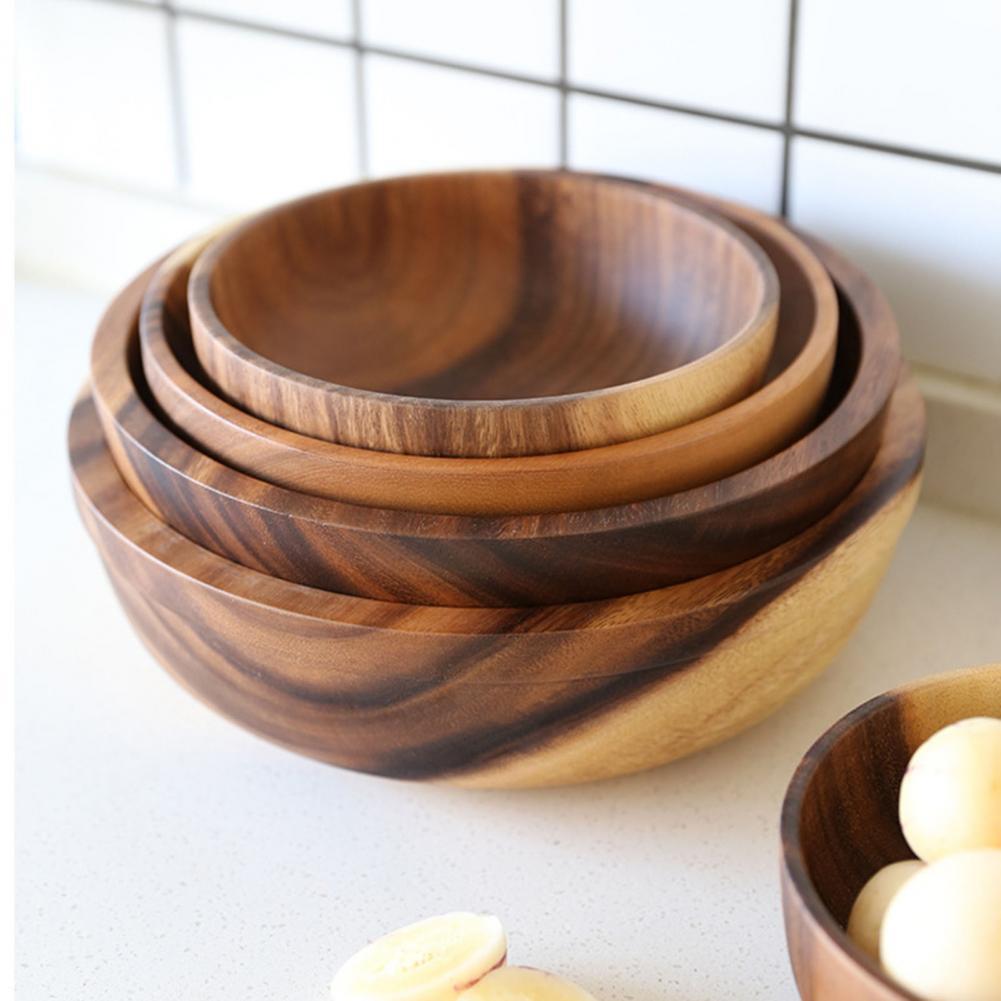 Natural Wooden Bowl – Handcrafted Fruit, Salad & Snack Bowl