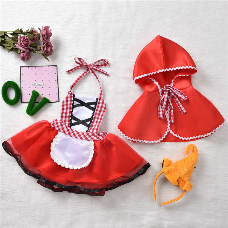 Kids Little Red Riding Hood Halloween Costume – Red Cape & Dress Outfit