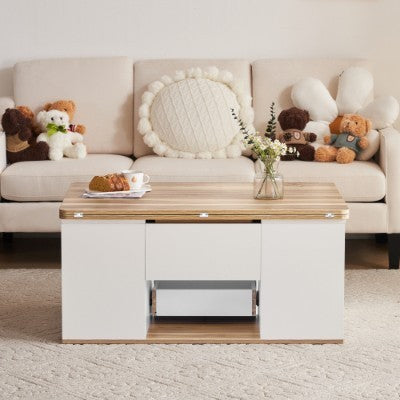 Lift Up Coffee Table with Storage & Drawers – Modern Grey Living Room Furniture