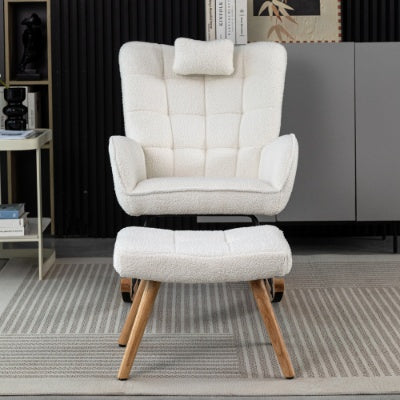 Modern Rocking Chair with Ottoman – Upholstered Lounge Chair for Living Room & Bedroom