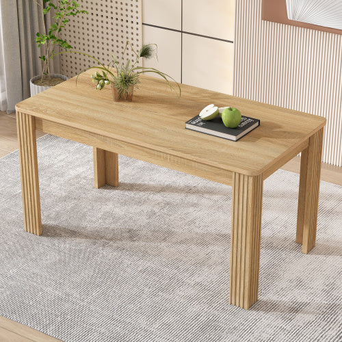 Wooden Dining Table for 4 – Modern Rectangular Kitchen Table for Small Spaces