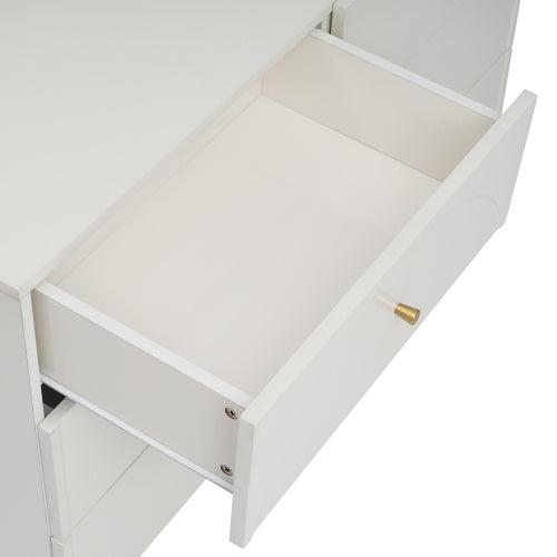 Modern Cream White Sideboard Cabinet – 6 Drawer Chest for Living Room Storage