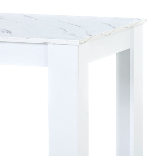 White Dining Table with 2 Benches – Modern Small Space Kitchen Table Set