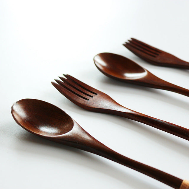 Wooden Cooking Utensils Set – Spoons & Forks for Kitchen Use