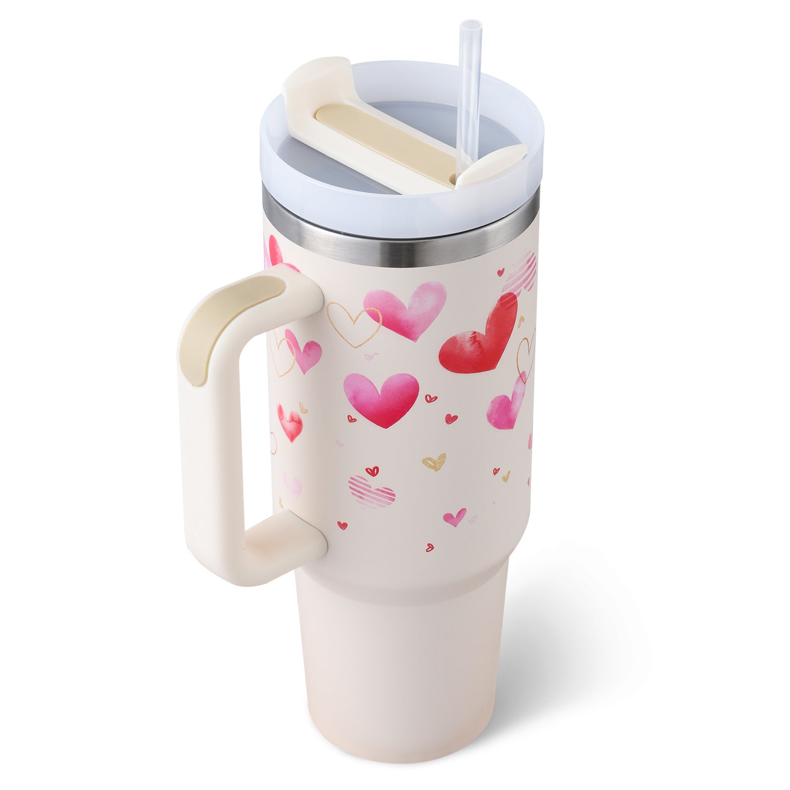 40oz Insulated Tumbler with Straw - Stainless Steel Spill-Proof Travel Mug with Handle and Lid