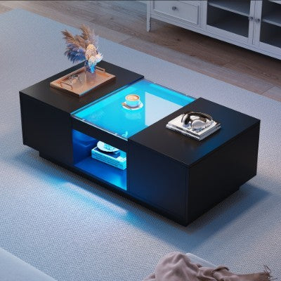 Modern LED Coffee Table with Storage & Drawers for Living Room