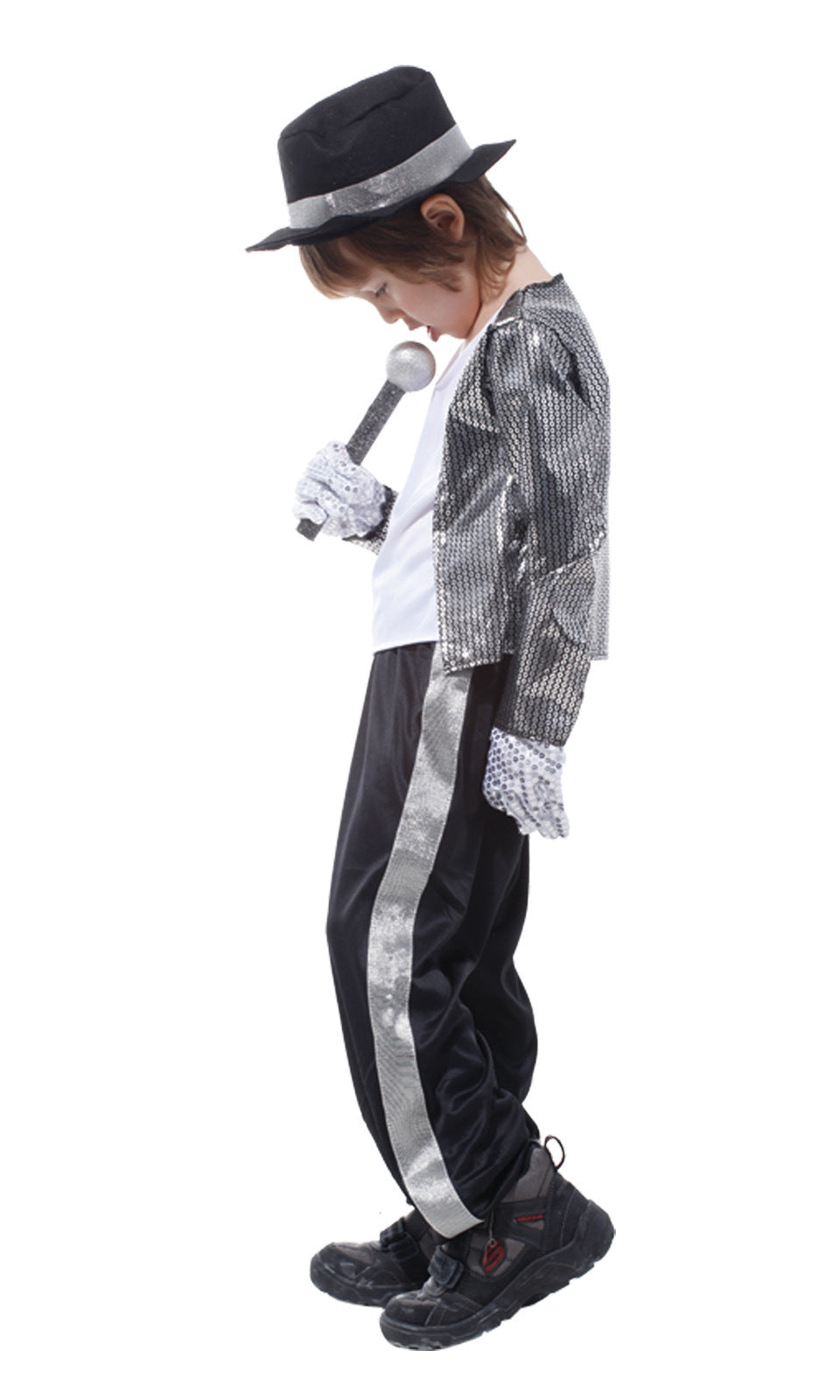 Kids Performer Halloween Costume – Silver Jacket with Hat & Stage Outfit