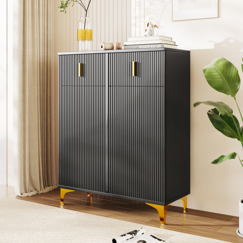 Elegant Sideboard Cabinet with Adjustable Shelves & Gold Accents – Modern Storage Unit