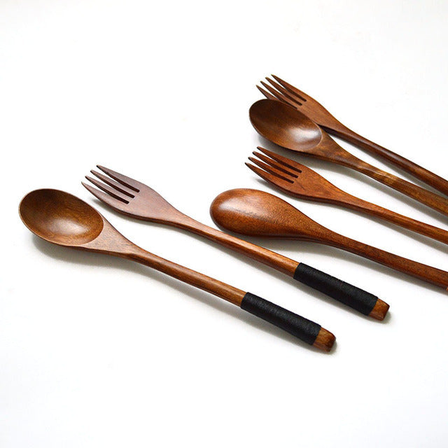 Wooden Cooking Utensils Set – Spoons & Forks for Kitchen Use