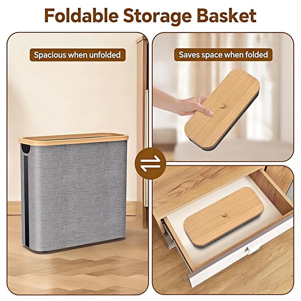 Toilet Paper Storage Basket with Lid – Bamboo Bathroom Organizer Box with Handle