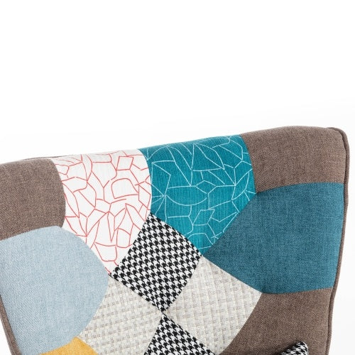 Multicolour Lounge Chair with Footrest – Modern Living Room Armchair & Cushion Set