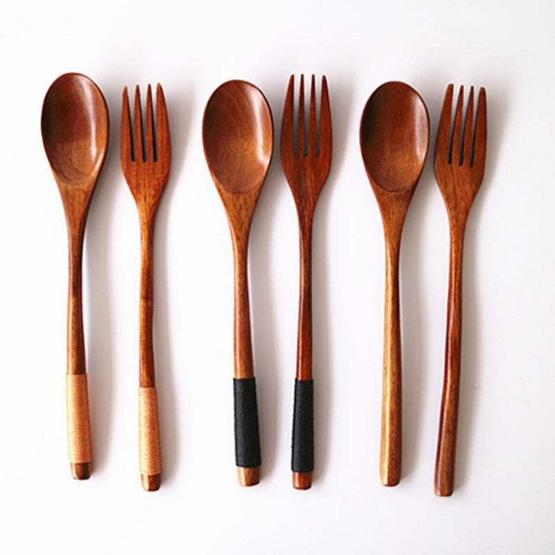 Wooden Cooking Utensils Set – Spoons & Forks for Kitchen Use