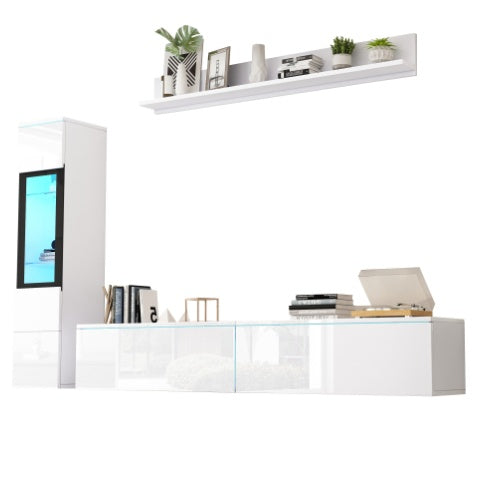 Modern LED TV Wall Unit – High Gloss White Living Room Storage Cabinet Set