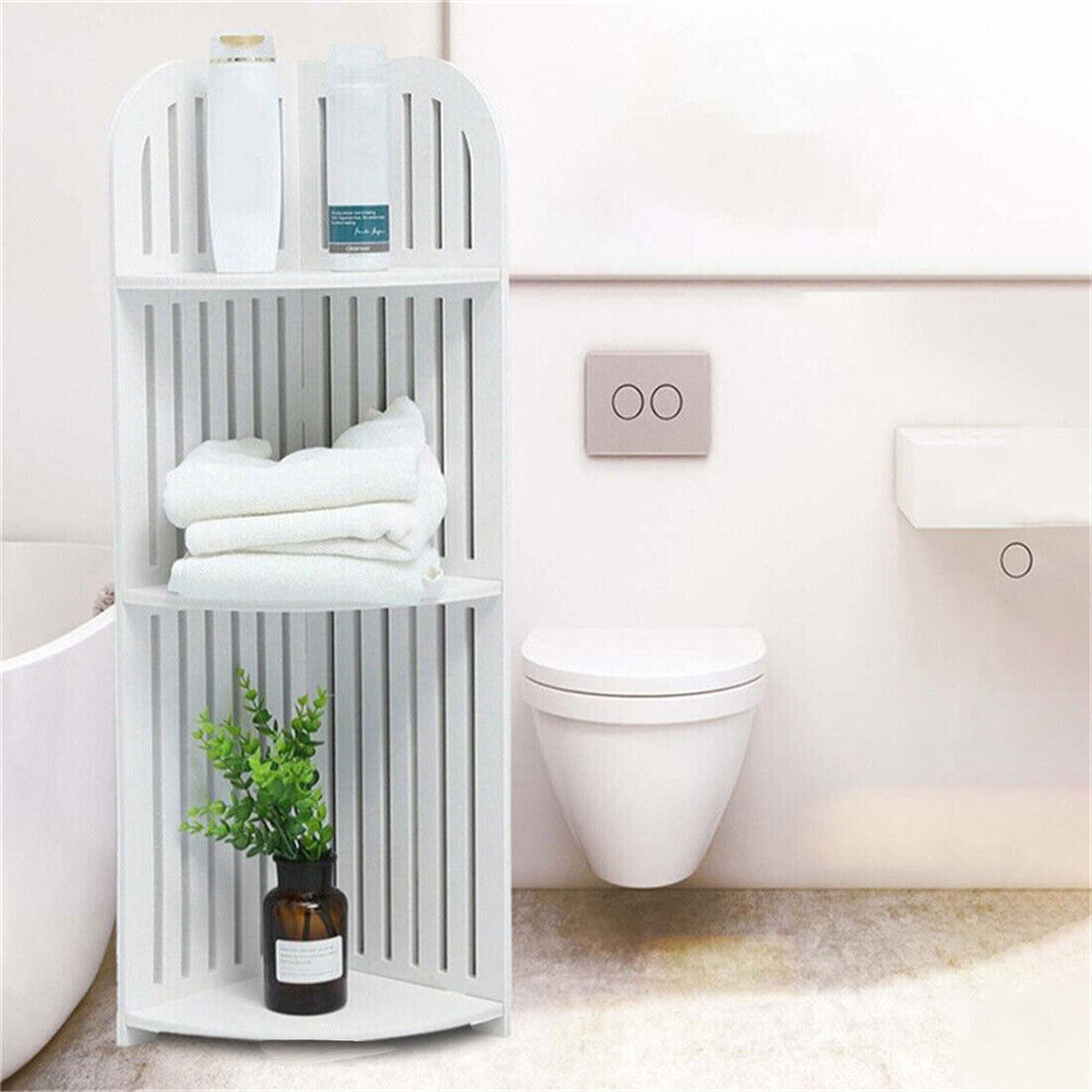 3 Tier Corner Shower Caddy Rack - Slim Bathroom Organiser Shelf (UK Stok)