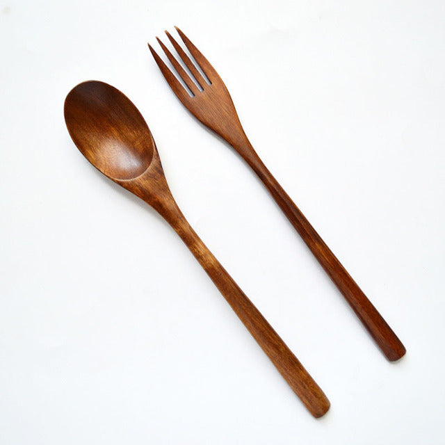Wooden Cooking Utensils Set – Spoons & Forks for Kitchen Use