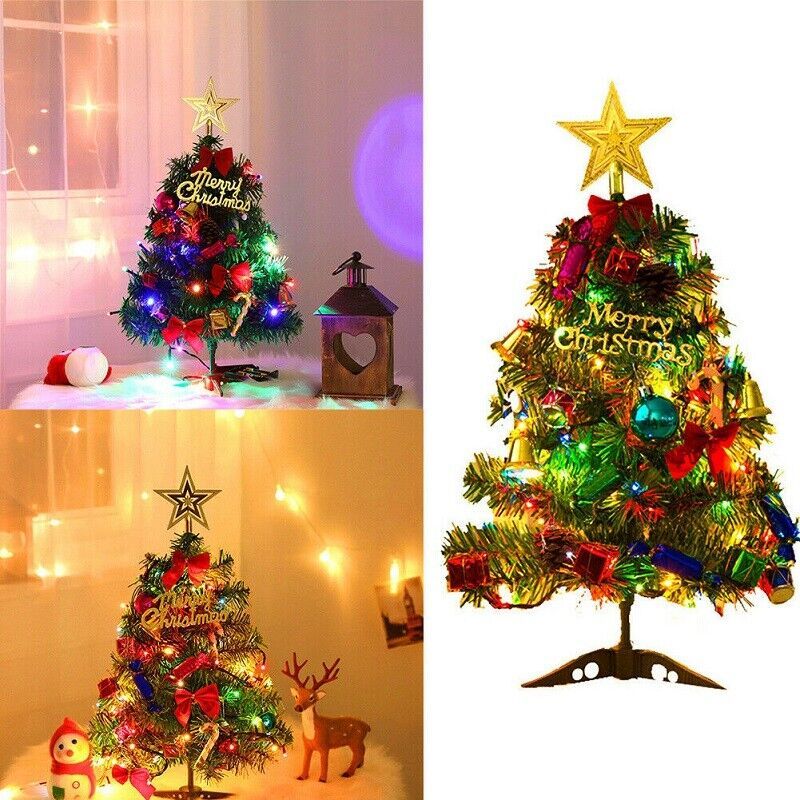 60cm Tabletop Christmas Tree - Artificial Mini Tree with Led Lights