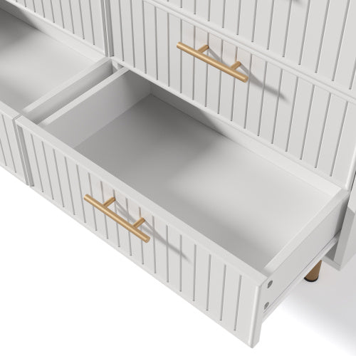 Modern White Sideboard Cabinet – 6 Drawer Storage Chest for Living Room
