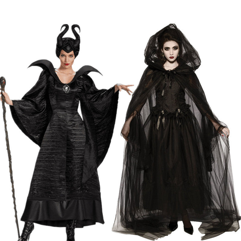 Women’s Maleficent Halloween Costume – Dark Queen Cosplay Outfit with Horns & Cape