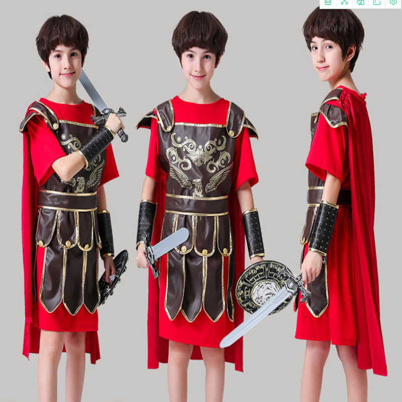 Kids Roman Soldier Halloween Costume – Gladiator Outfit with Armor & Cape