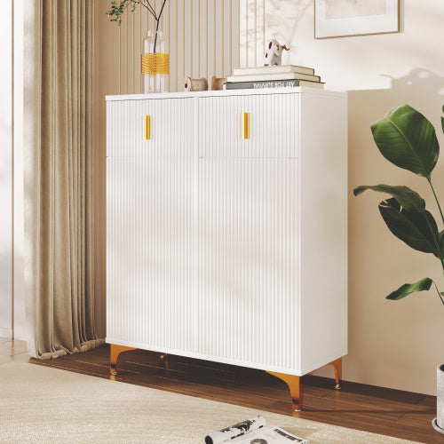 Elegant Sideboard Cabinet with Adjustable Shelves & Gold Accents – Modern Storage Unit
