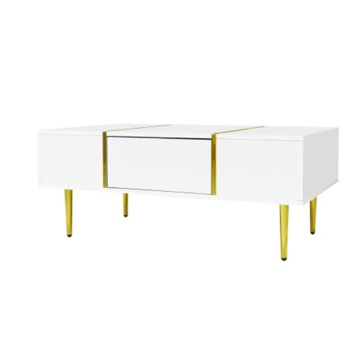 White High Gloss Coffee Table with 2 Drawers – Modern Living Room Center Table