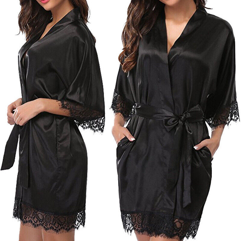 Elegant Satin Kimono Robe - Lightweight Sleepwear for Women, Bride or bridesmaid (UK Stock)