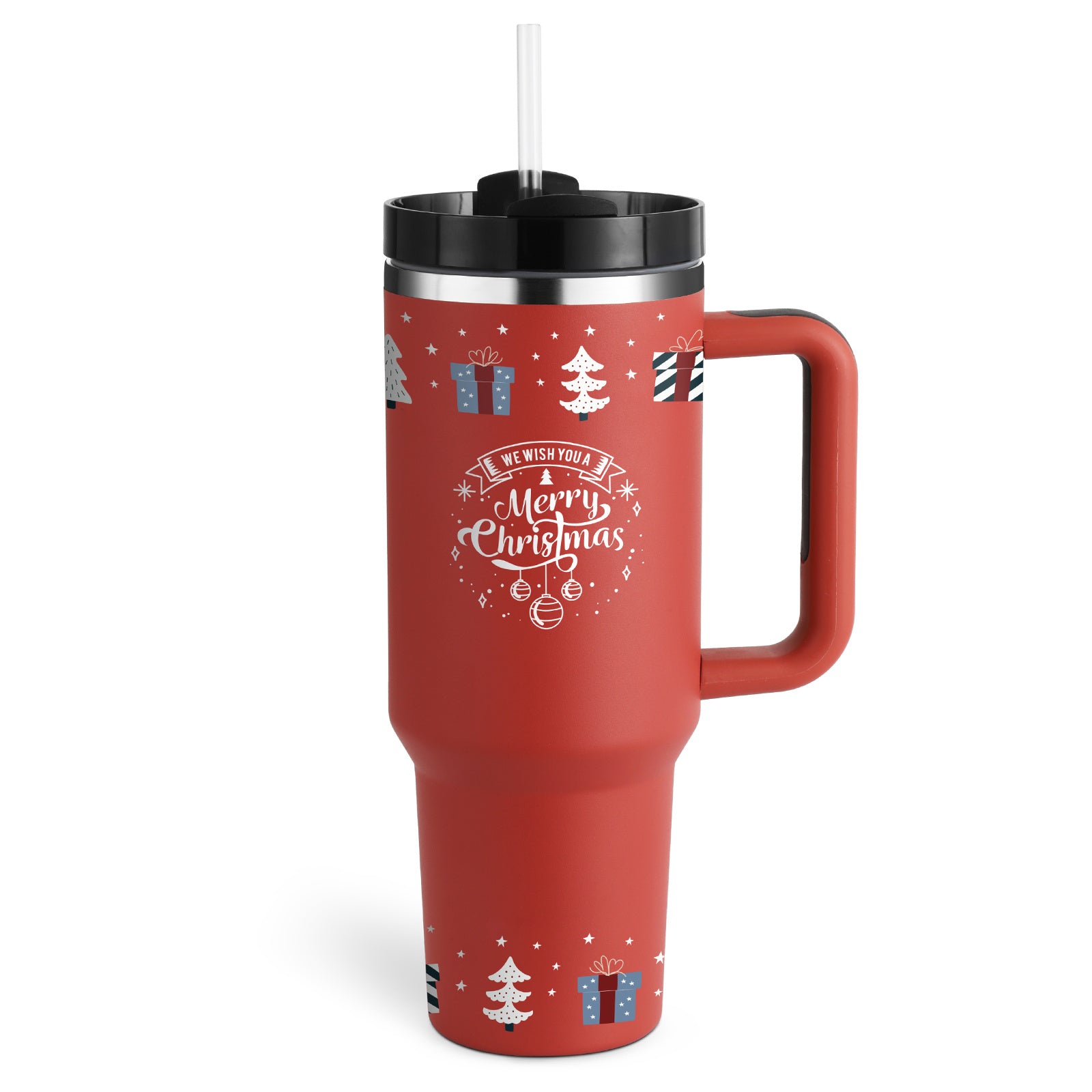40oz Insulated Tumbler with Straw - Stainless Steel Spill-Proof Travel Mug with Handle and Lid