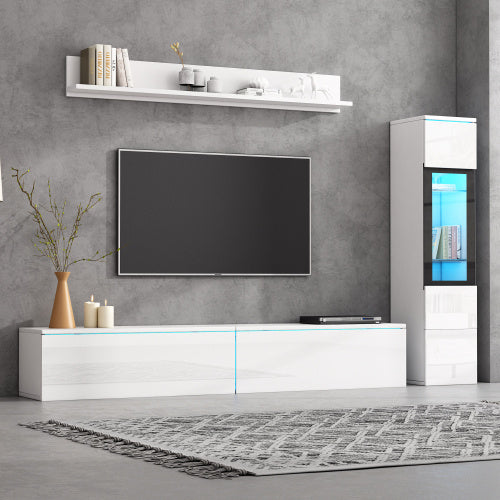 Modern LED TV Wall Unit – High Gloss White Living Room Storage Cabinet Set