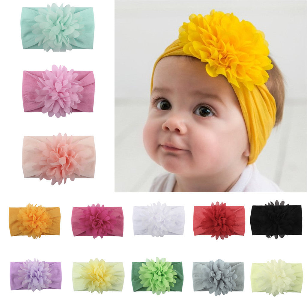 Soft Flower Baby Headband Chiffon Bow for Newborn, Infant & Toddler Girls Cute Gift
