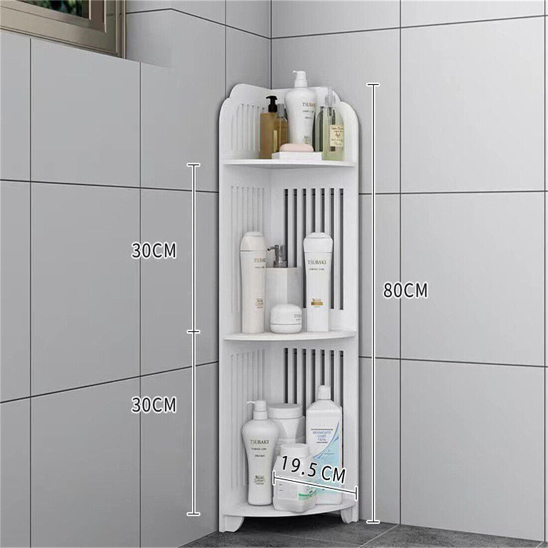 3 Tier Corner Shower Caddy Rack - Slim Bathroom Organiser Shelf (UK Stok)