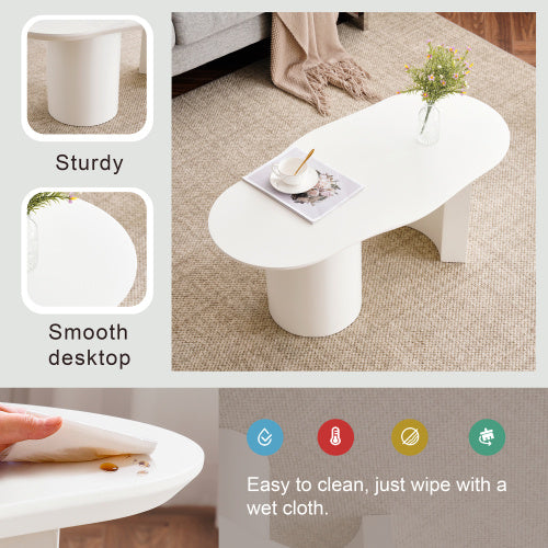 Modern White Coffee Table – Abstract Cloud Shaped Wooden Painted Table for Living Room