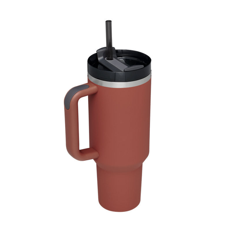 40oz Insulated Tumbler with Straw - Stainless Steel Spill-Proof Travel Mug with Handle and Lid