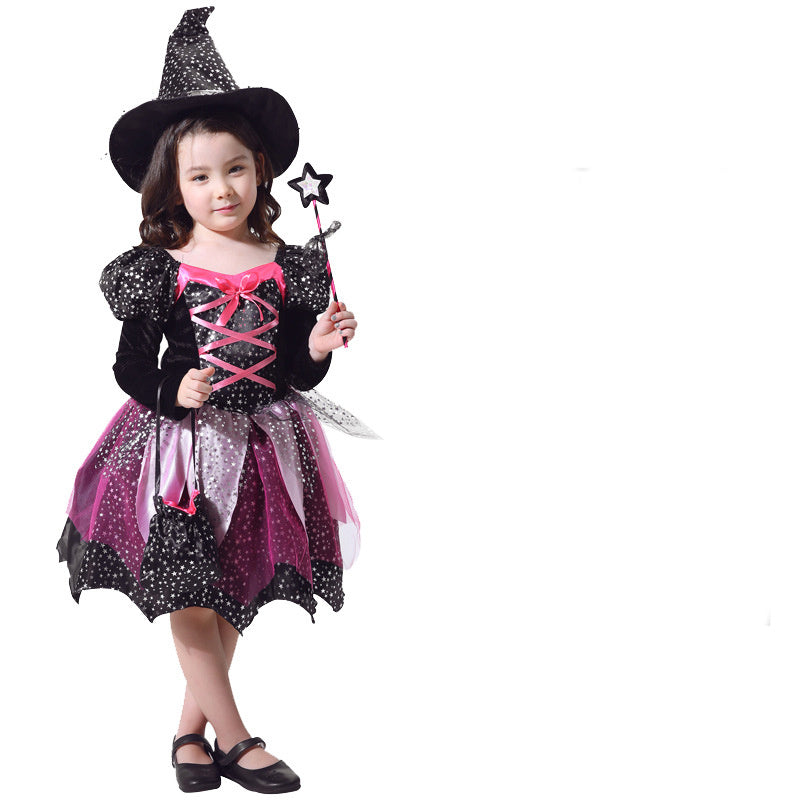 Kids Witch Halloween Costume – Purple Dress with Hat & Trick-or-Treat Bag