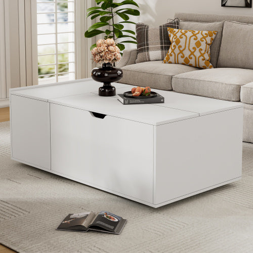 Modern White Lift Up Coffee Table – Storage Drawer Table for Living Room