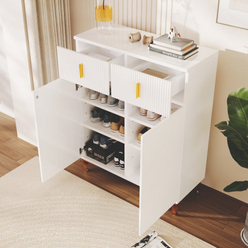 Elegant Sideboard Cabinet with Adjustable Shelves & Gold Accents – Modern Storage Unit