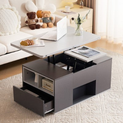 Lift Up Coffee Table with Storage & Drawers – Modern Grey Living Room Furniture