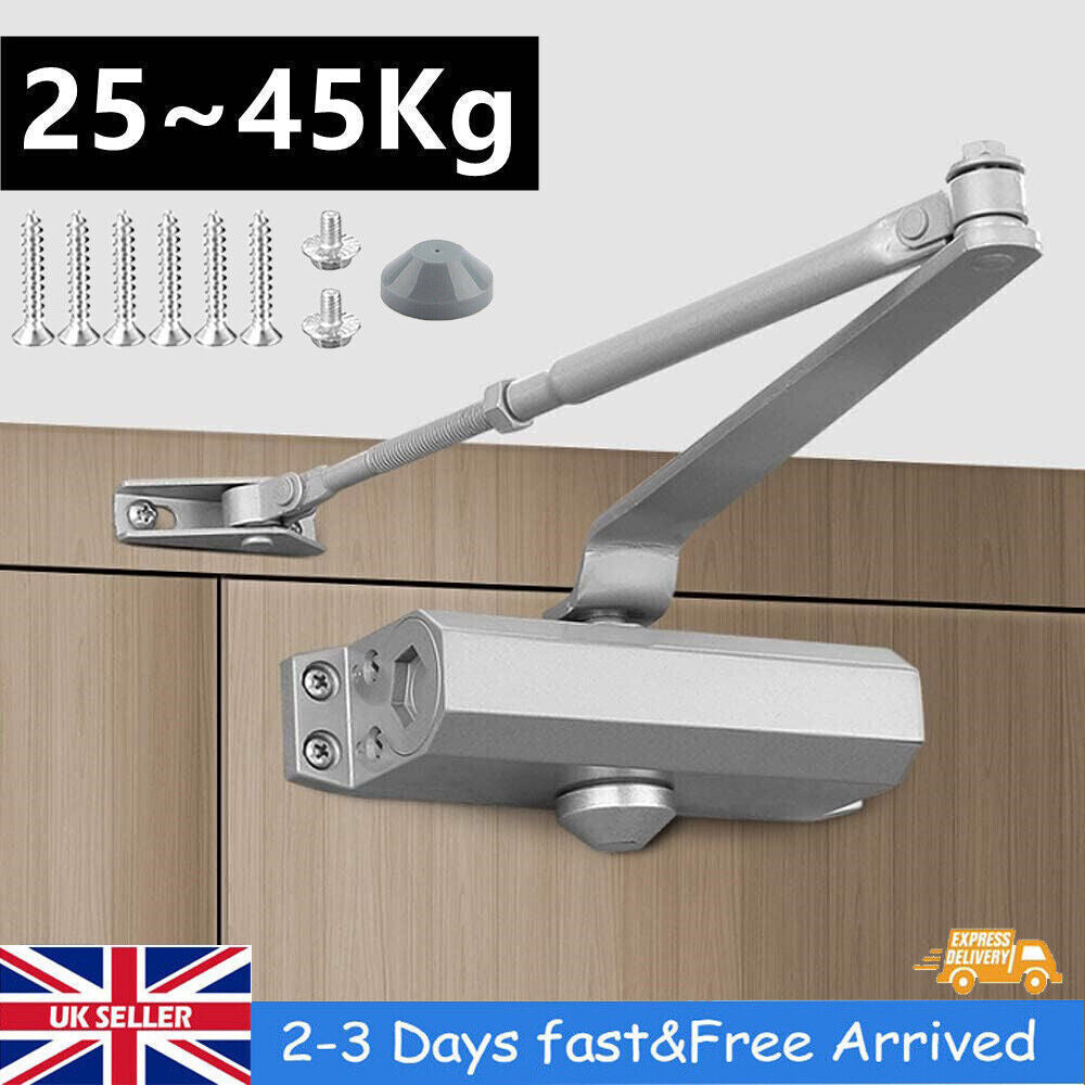 Heavy Duty Overhead Door Closer - Fire Rated Adjustable Closer for 25-45Kg Doors, Soft Closing