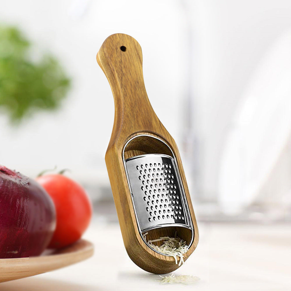 Stainless Steel Cheese Grater with Wooden Handle – Kitchen Tool