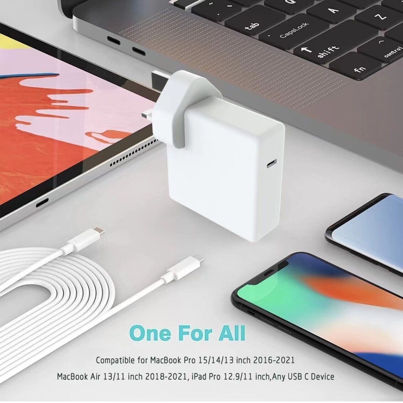 87W USB C Type C Fast Charger Power Adapter Compatible With IPhone  Book Pro Uk Plug