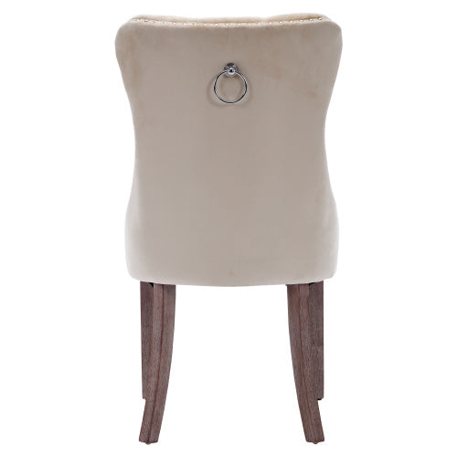 Set of 2 Modern Upholstered Velvet Dining Chairs with Wood Legs – Elegant Tufted Design