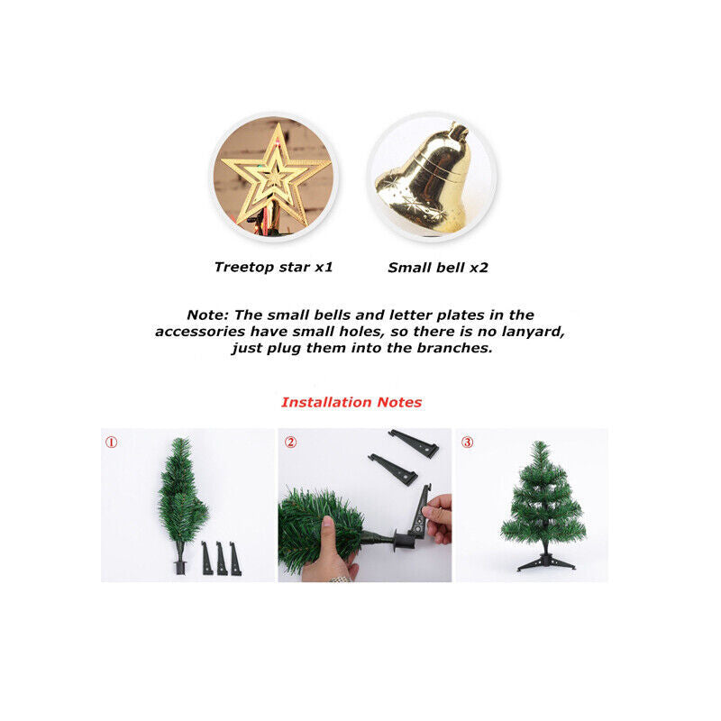 60cm Tabletop Christmas Tree - Artificial Mini Tree with Led Lights