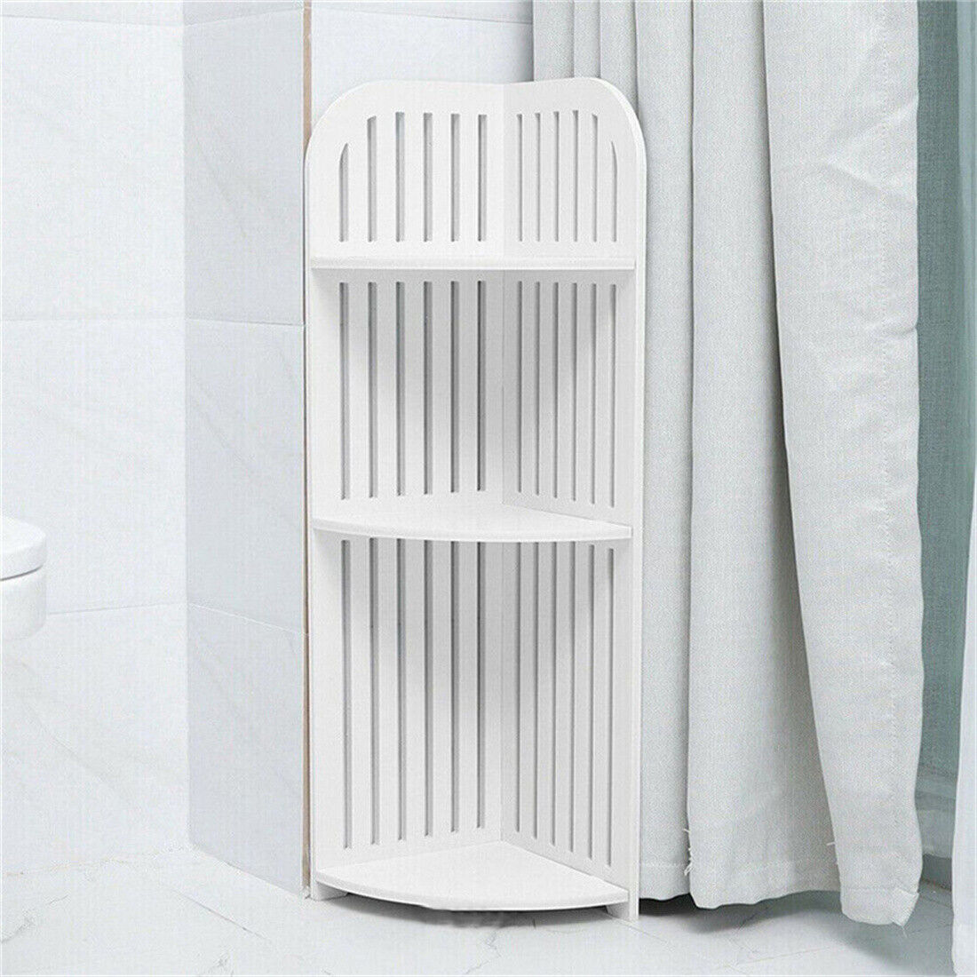3 Tier Corner Shower Caddy Rack - Slim Bathroom Organiser Shelf (UK Stok)