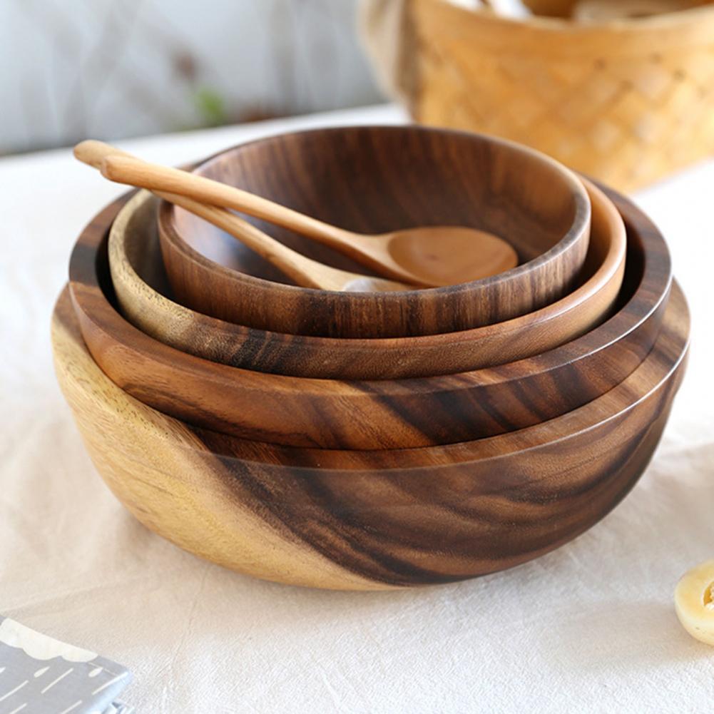 Natural Wooden Bowl – Handcrafted Fruit, Salad & Snack Bowl