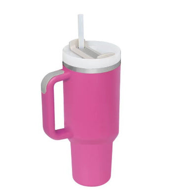 40oz Insulated Tumbler with Straw - Stainless Steel Spill-Proof Travel Mug with Handle and Lid