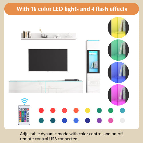 Modern LED TV Wall Unit – High Gloss White Living Room Storage Cabinet Set